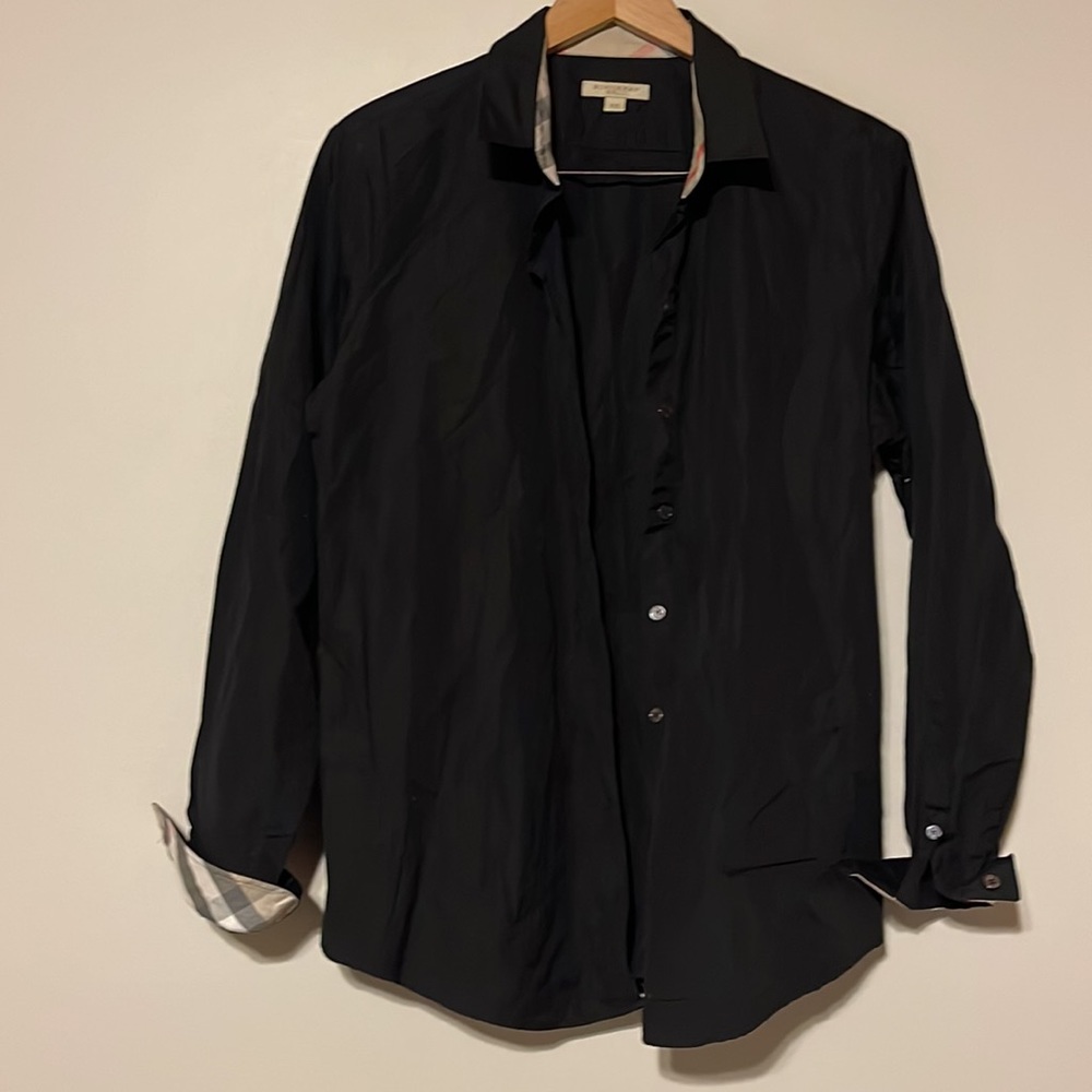 Black Button Up Burberry Brit Long Sleeve Top Men's Size Xxl